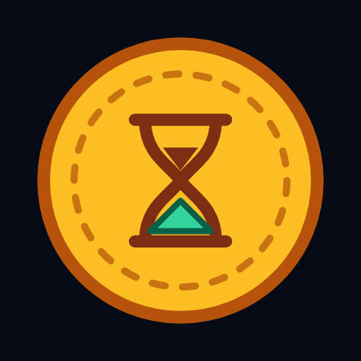 The DECADES icon, an hourglass on a gold coin
